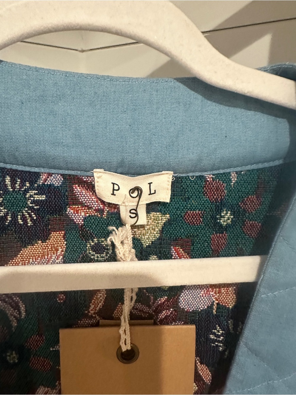 NEW POL Blue Quilted Jacket with Floral Lining - Picture 5 of 6